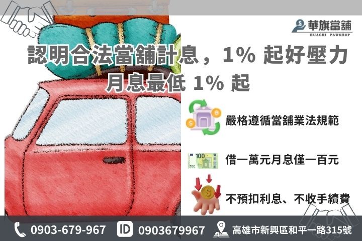 高雄當舖合法汽車借款利息上限與 1% 優惠方案說明