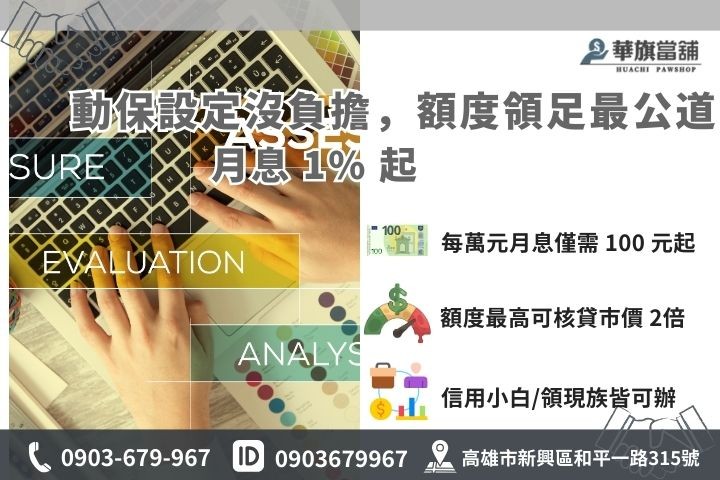 高雄當鋪汽車借款利息 1% 起與最高 200% 額度優勢說明圖