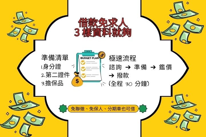 當舖借款準備資料與流程懶人包-雙證件行照擔保品領現-華旗當舖