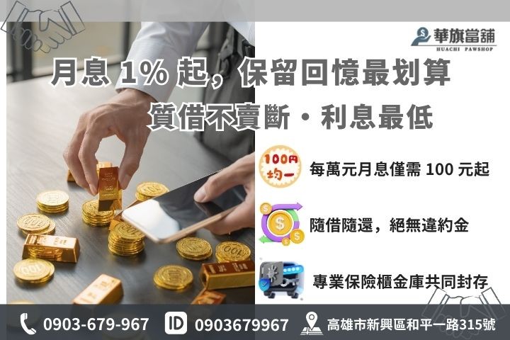 黃金典當利息 1% 起優惠方案與計費公式圖解