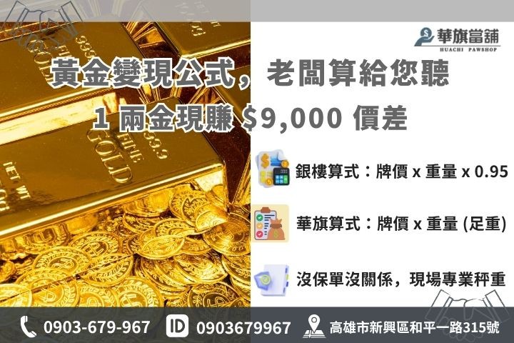 黃金回收價格試算公式，當舖與銀樓實拿現金對照表
