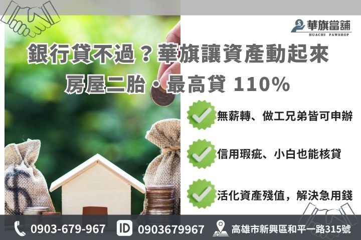 高雄房屋二胎借款推薦，超高核貸成數 110% 與銀行差異說明圖