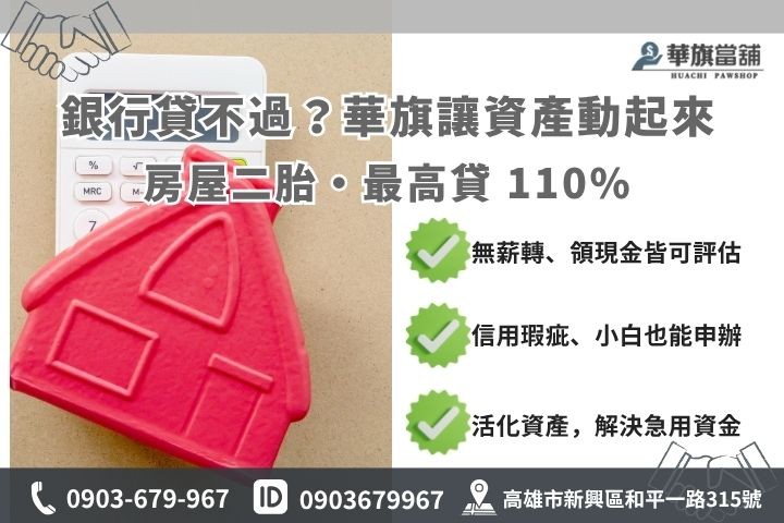 高雄二胎貸款推薦，高核貸成數 110% 與銀行差異說明圖