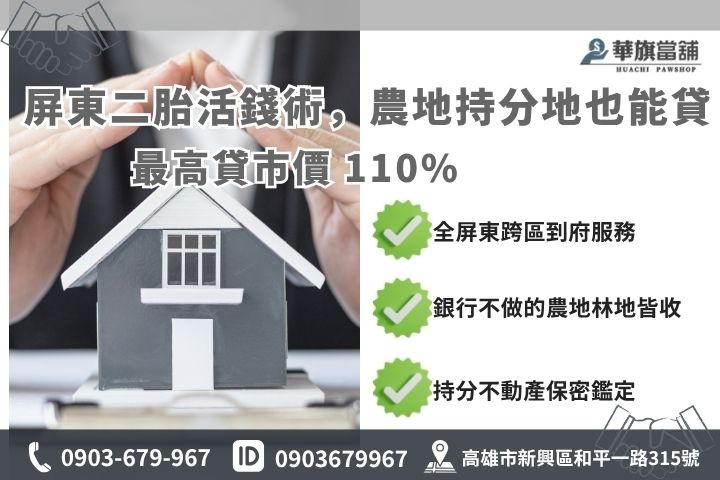 屏東二胎借款推薦，農地與持分土地高額度核貸說明圖