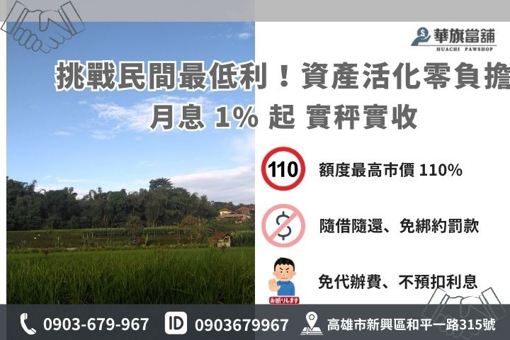 高雄合法土地二胎利息試算：2026 最新 1% 低利優惠與 110% 高成數方案對照