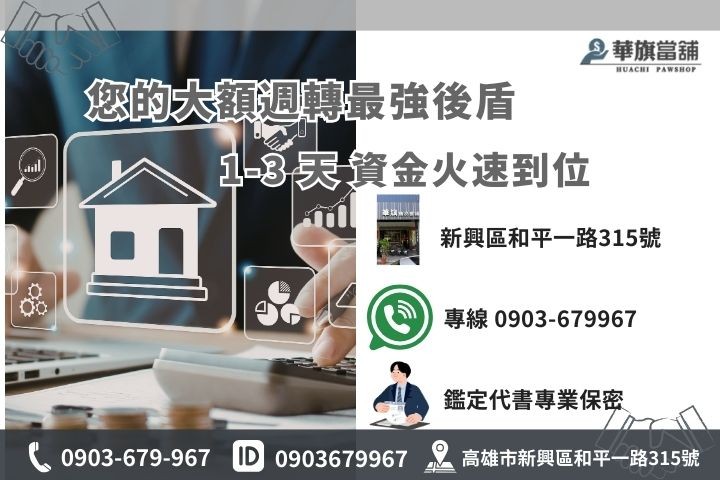 華旗當舖房地借款聯絡資訊：專業代書 24H 線上初審、1-3 天快速撥款服務