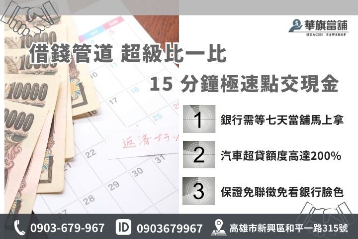 高雄當舖代償高利與整合負債比較表，華旗當舖提供合法1%低利幫您終結高利貸