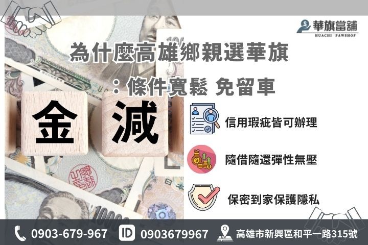 選擇高雄快速借錢當舖的5大優勢，免保人免留車極速撥款