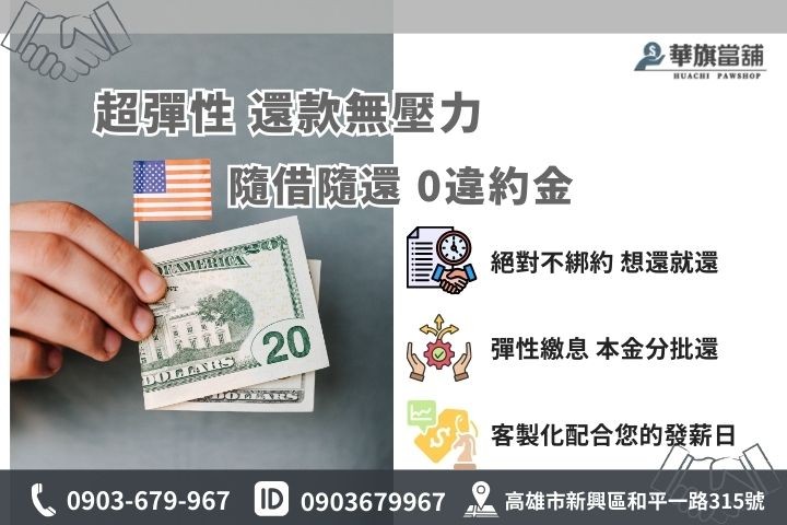 華旗當舖小額借款還款彈性，隨借隨還免綁約無壓力