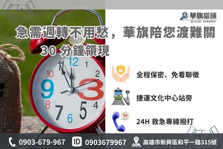 高雄華旗當舖30分鐘快速撥款流程導引