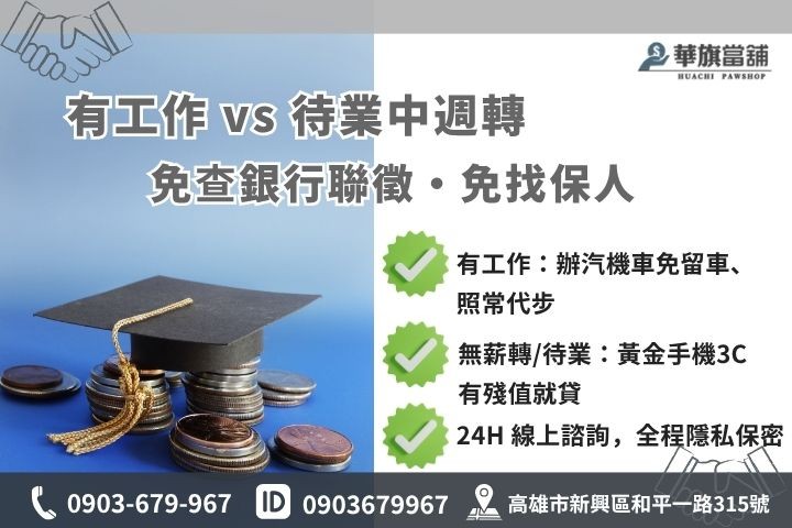 高雄當鋪小額借款推薦華旗當舖汽車機車借款免留車黃金3C典當融資