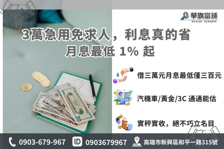 高雄小額借款利息計算法與當舖典當物品種類清單說明