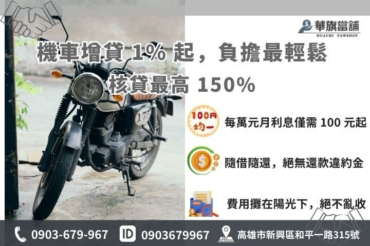機車增貸利息 1% 起優惠方案與計費公式說明圖