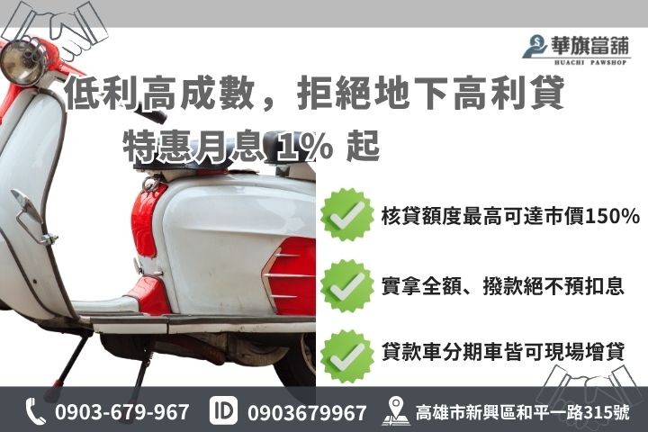 機車借款額度利息試算 高雄機車借款利息額度試算華旗當鋪優惠利率勁戰JET分期貸款車增貸