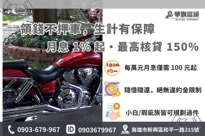 高雄機車免留車借錢利息 1% 起優惠方案與額度試算說明圖