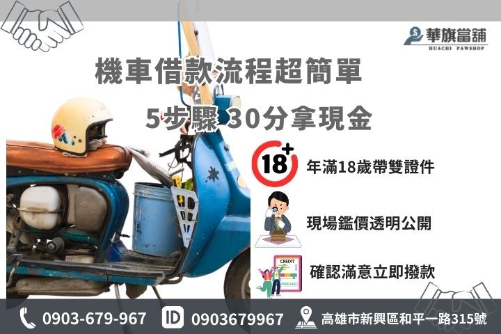 高雄三民機車借款準備資料與流程懶人包，簡單5步驟最快30分鐘領現金