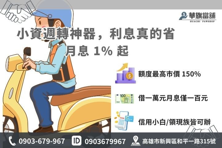 高雄機車小額借款利率 1% 試算與 150% 高額度方案圖解